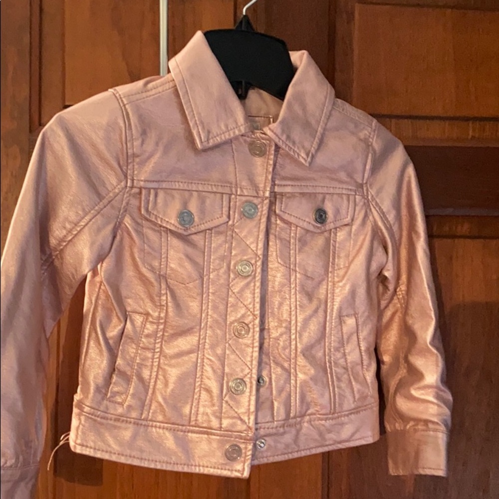 Girls pink vegan leather jacket, new